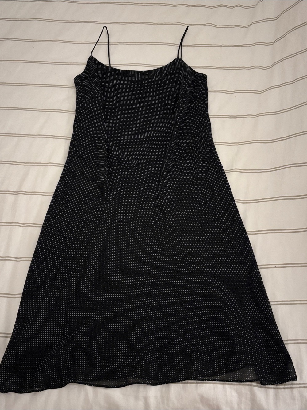 LOFT Black Dress with White Micro Dot Slip Straps